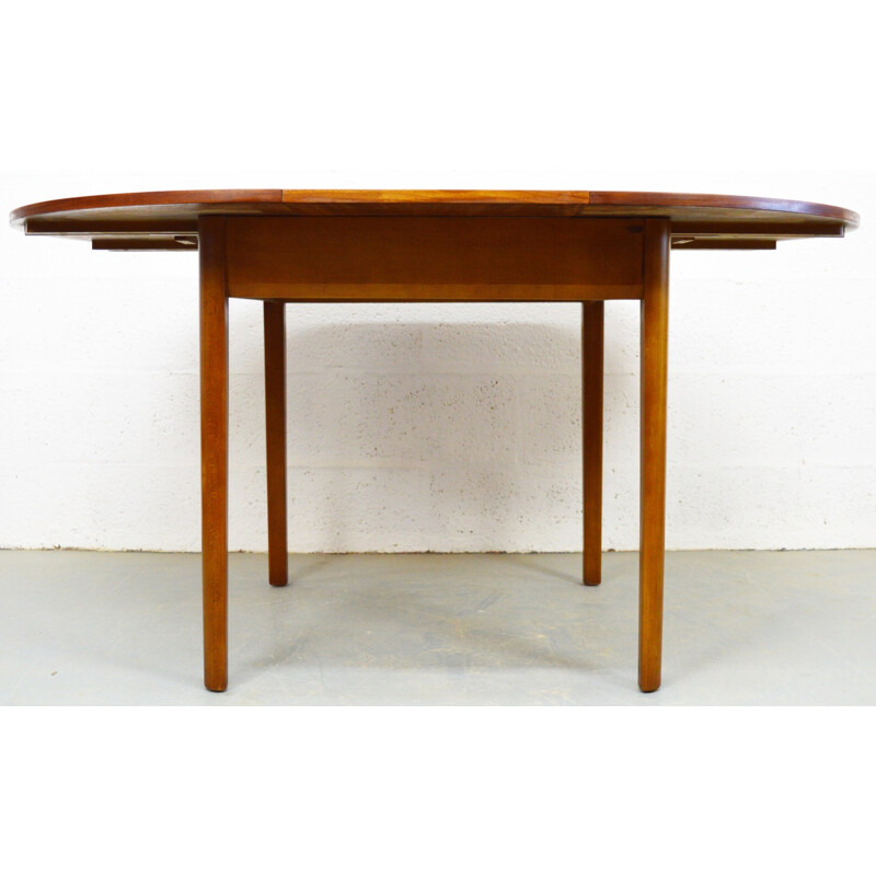 Mid century Circular Compact Teak Extendable Table - 1960s