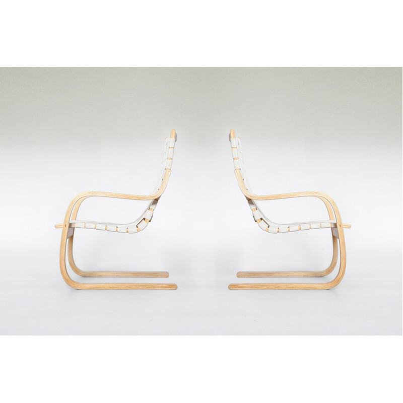 Pair of vintage 406 armchairs by Alvar Aalto for Artek, 1950s