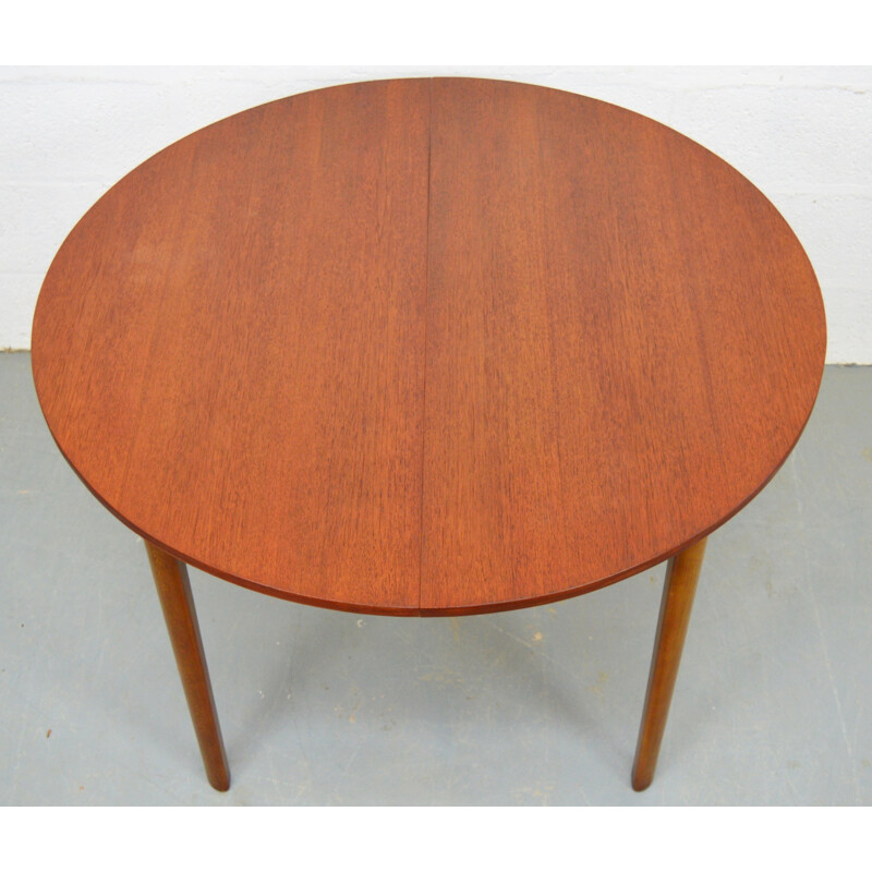 Mid century Circular Compact Teak Extendable Table - 1960s