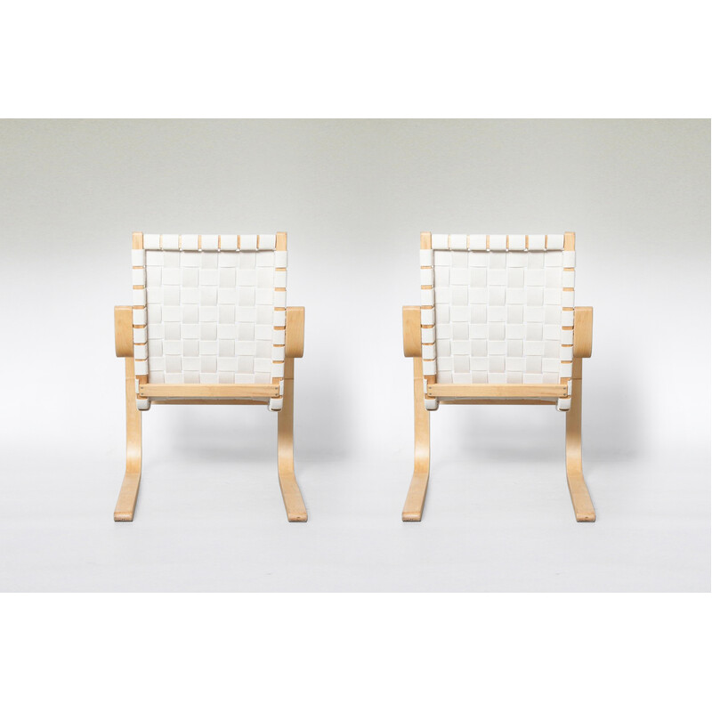 Pair of vintage 406 armchairs by Alvar Aalto for Artek, 1950s