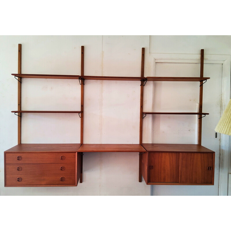 Danish vintage modular wall shelf, 1960
