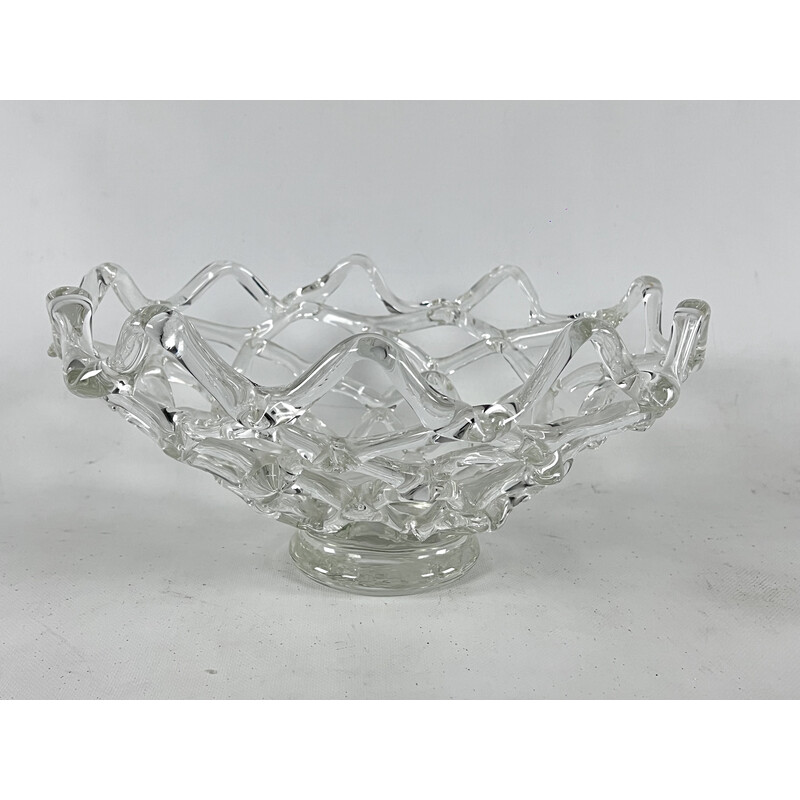 Vintage Art Deco Murano Intreccio glass centerpiece by Barovier e Toso, Italy 1940s