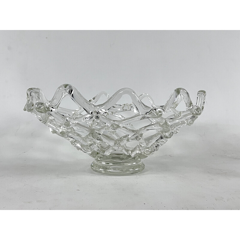 Vintage Art Deco Murano Intreccio glass centerpiece by Barovier e Toso, Italy 1940s