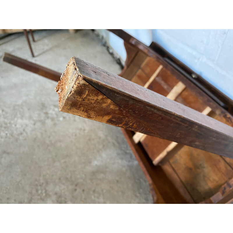 Vintage massief houten bureau met één lade, 1900