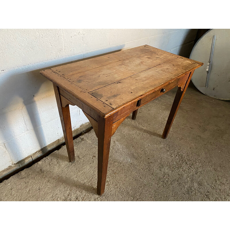 Vintage solid wood desk with one drawer, 1900