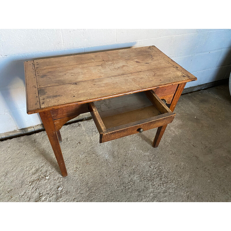 Mesa de madeira maciça Vintage com uma gaveta, 1900