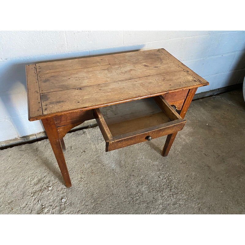 Vintage massief houten bureau met één lade, 1900