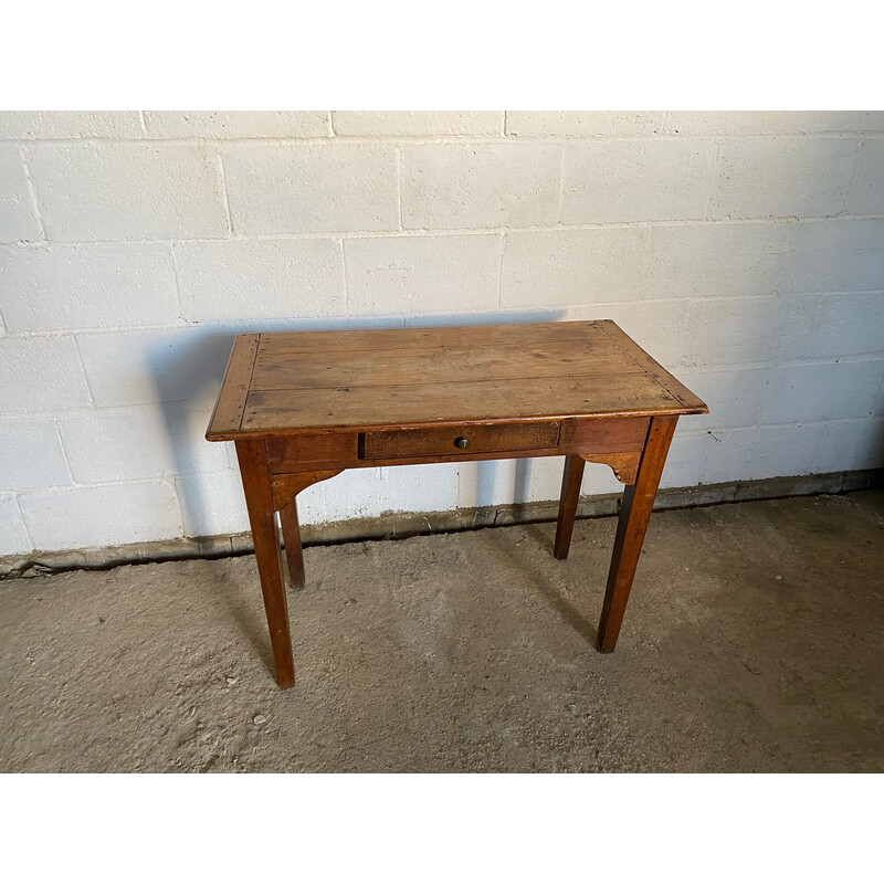 Vintage solid wood desk with one drawer, 1900
