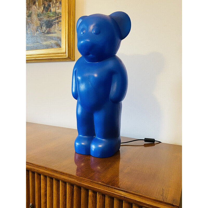 Vintage postmodern blue bear lamp by Heinz Klein for Elmar Flötotto, Germany 1990s