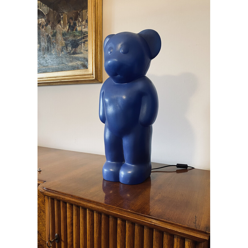 Vintage postmodern blue bear lamp by Heinz Klein for Elmar Flötotto, Germany 1990s