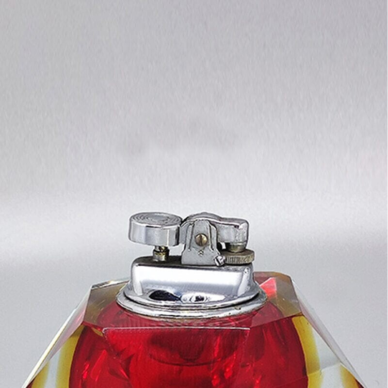 Encendedor de sobremesa vintage en cristal de Murano Sommerso de Flavio Poli para Seguso, años 60