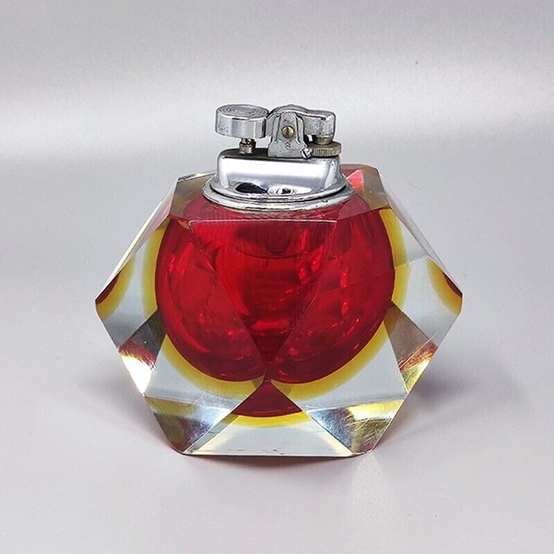 Vintage table lighter in Murano Sommerso glass by Flavio Poli for Seguso, 1960s