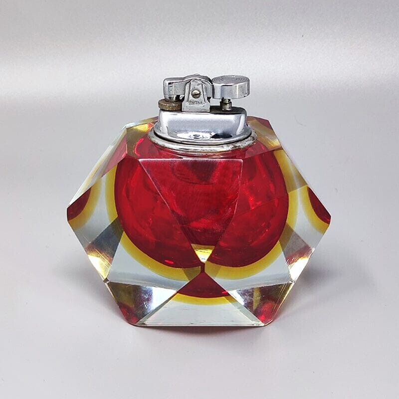 Vintage table lighter in Murano Sommerso glass by Flavio Poli for Seguso, 1960s