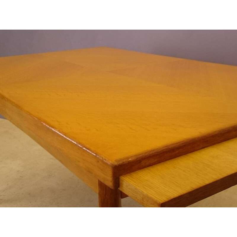 Oak dining table with extensions - 1950s