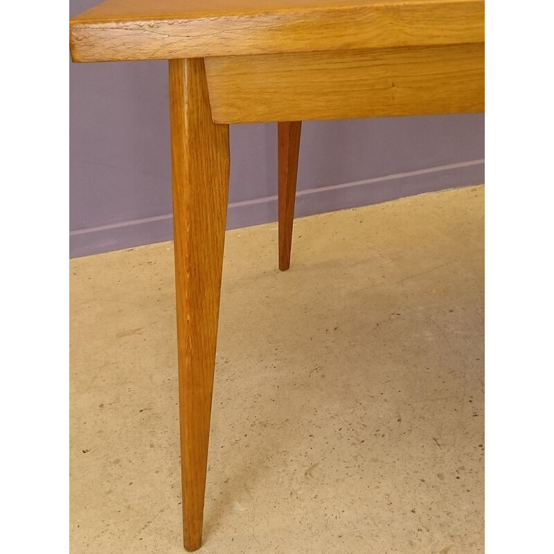 Oak dining table with extensions - 1950s