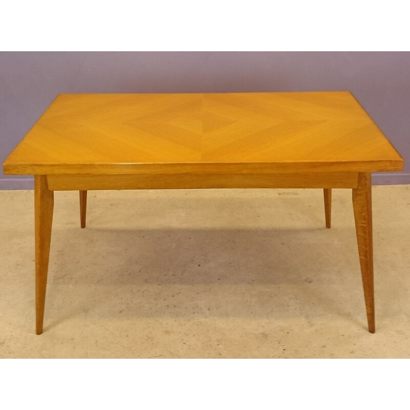 Oak dining table with extensions - 1950s