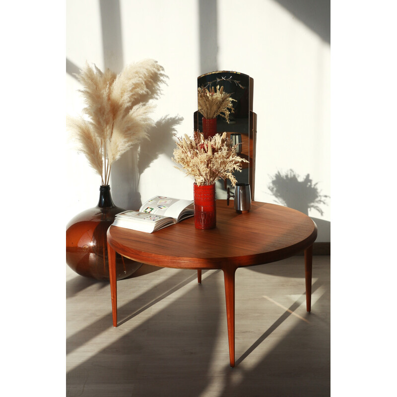 Vintage round coffee table in teak by Johannes Andersen for Cf Christensen of Silkeborg, 1960