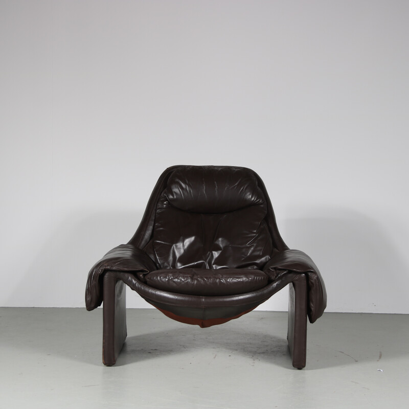 Fauteuil vintage "Proposals" avec ottoman par Vittorio Introini pour Saporiti, Italie 1970