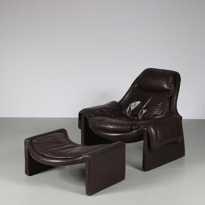 Fauteuil vintage "Proposals" avec ottoman par Vittorio Introini pour Saporiti, Italie 1970