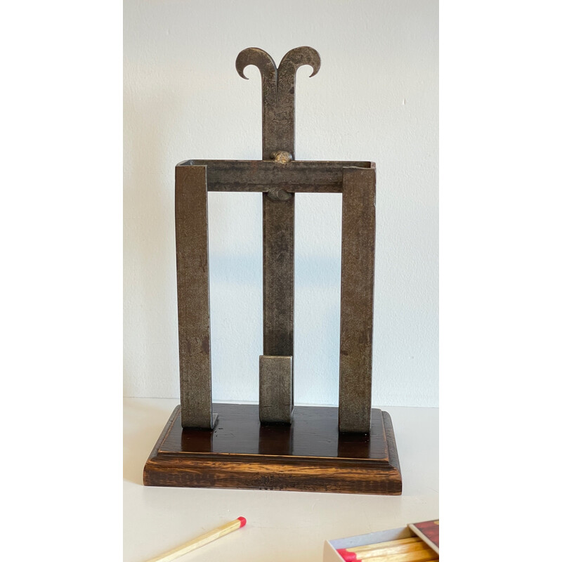 Vintage steel and wood fireplace accessory
