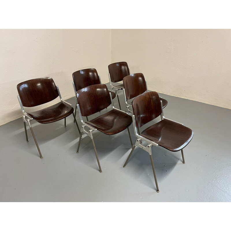 Set of 6 vintage Dsc 106 dining chairs by Giancarlo Piretti for Castelli