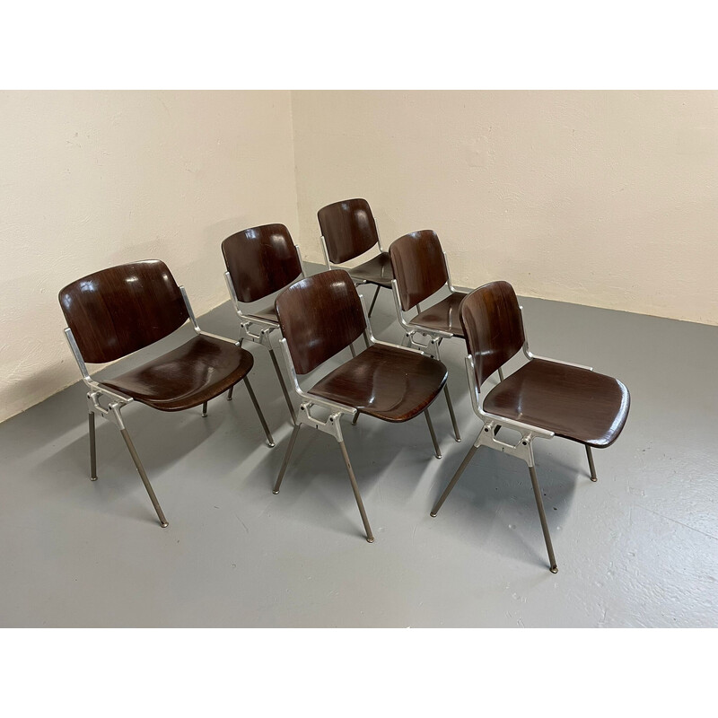 Set of 6 vintage Dsc 106 dining chairs by Giancarlo Piretti for Castelli