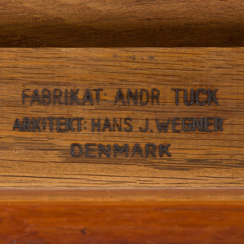 Scrivania vintage in teak e legno di quercia At 305 di Hans J. Wegner per Andreas Tuck, Danimarca, 1950