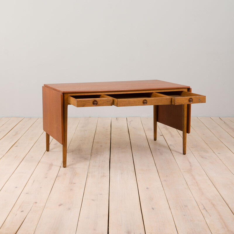 Vintage teak and oakwood At 305 desk by Hans J. Wegner for Andreas Tuck, Denmark 1950s