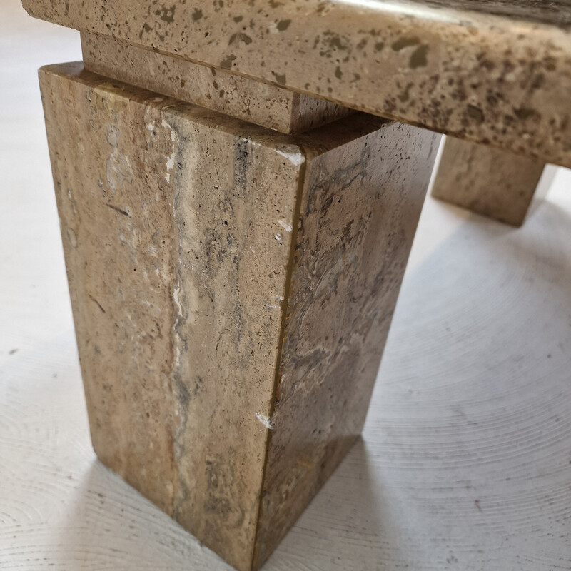 Italian vintage coffee table in travertine, 1980s