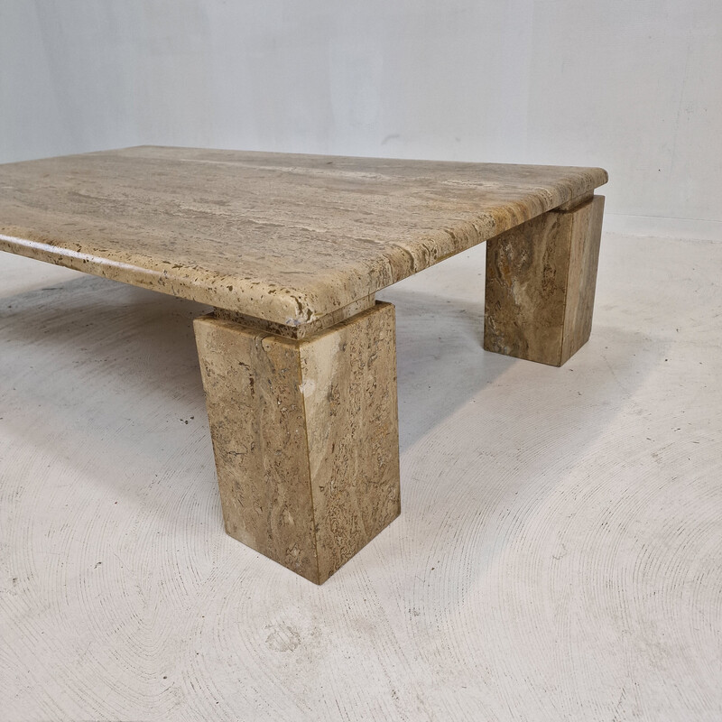 Italian vintage coffee table in travertine, 1980s