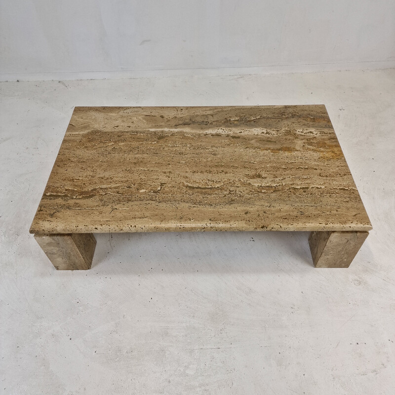 Italian vintage coffee table in travertine, 1980s