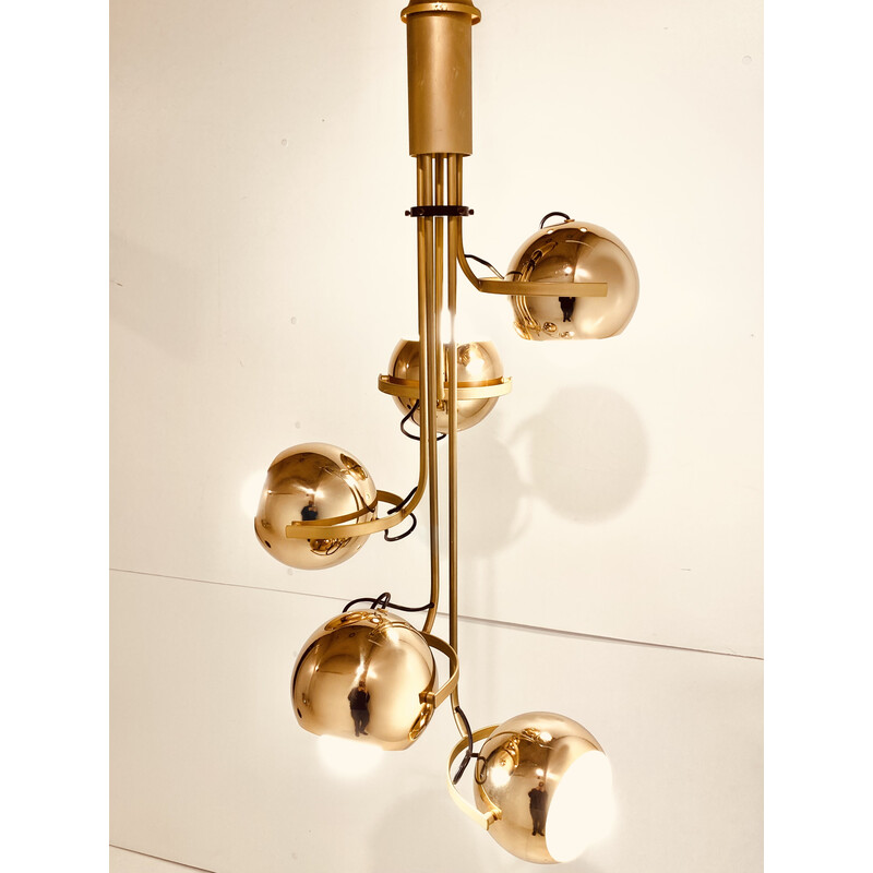 Vintage golden chromed chandelier by Goffredo Reggiani, 1960s-1970s