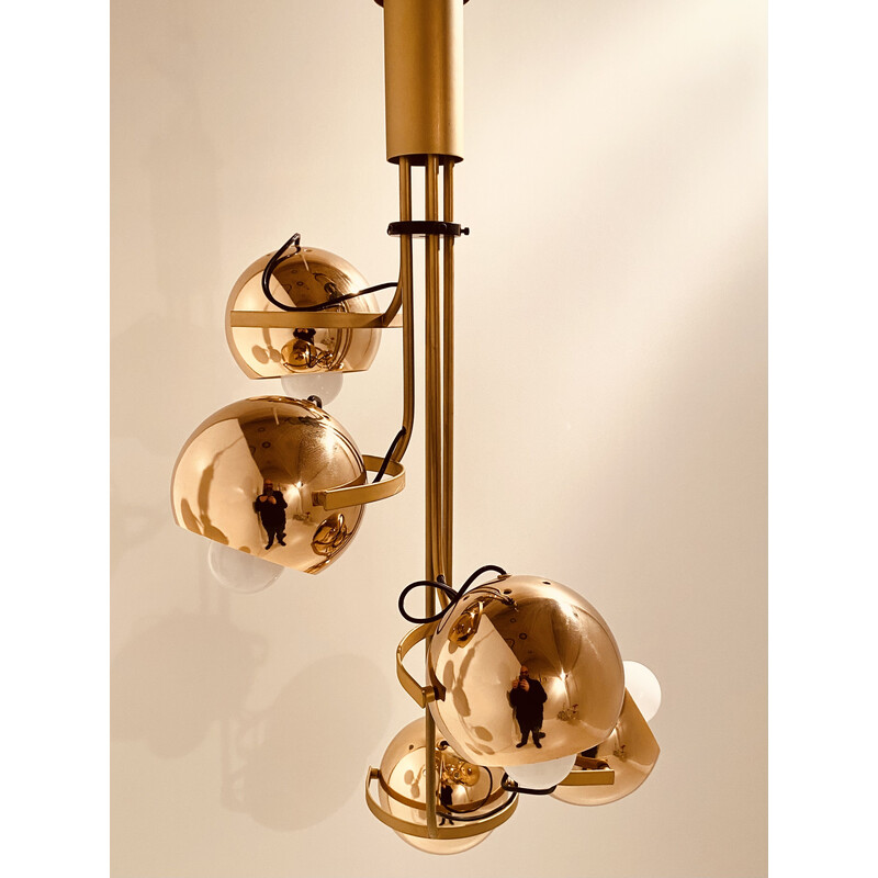 Candelabro cromado dourado Vintage por Goffredo Reggiani, anos 60-1970