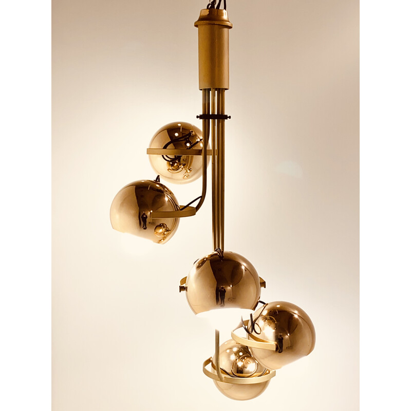 Vintage golden chromed chandelier by Goffredo Reggiani, 1960s-1970s