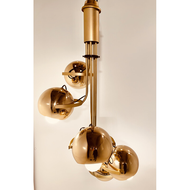 Vintage golden chromed chandelier by Goffredo Reggiani, 1960s-1970s