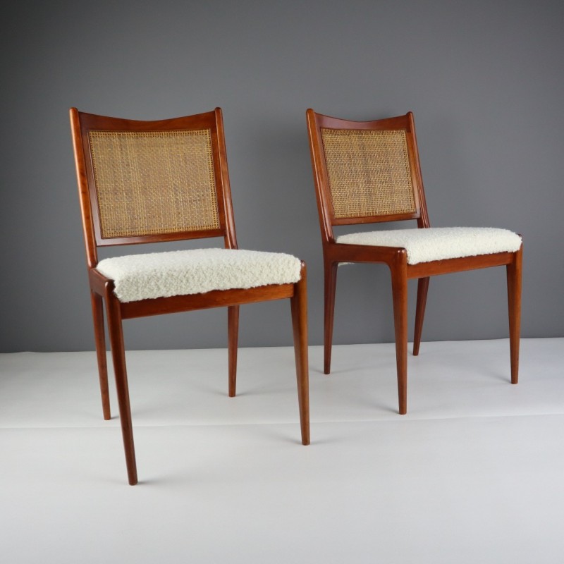 Pair of mid-century Swedish teak and fabric chairs