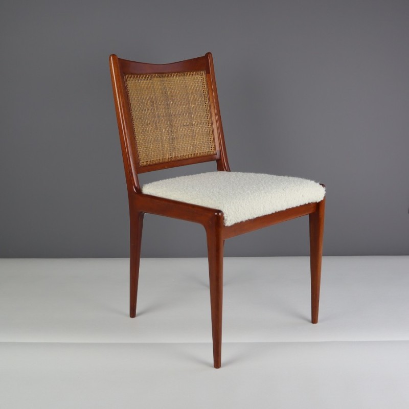 Pair of mid-century Swedish teak and fabric chairs