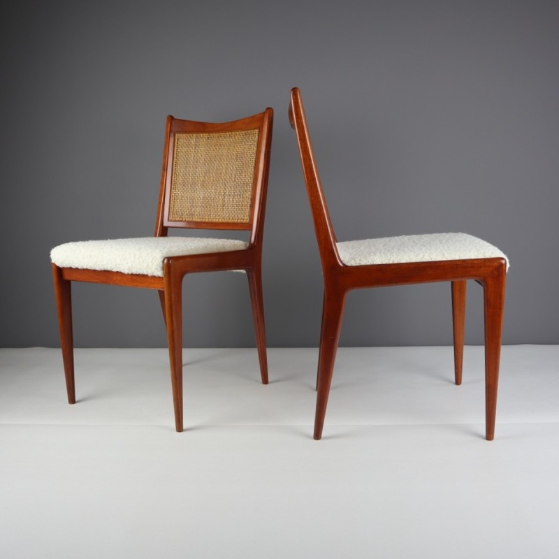 Pair of mid-century Swedish teak and fabric chairs