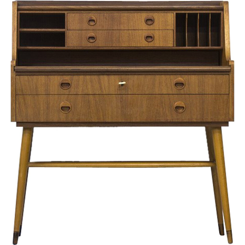 Swedish writing desk in teak with beech feet - 1960s