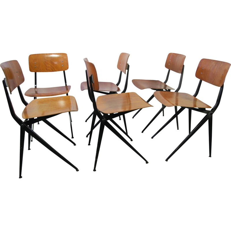 Ensemble de 6 chaises de salle à manger industrielles vintage de Ynske Kooistra pour Marko - 1960