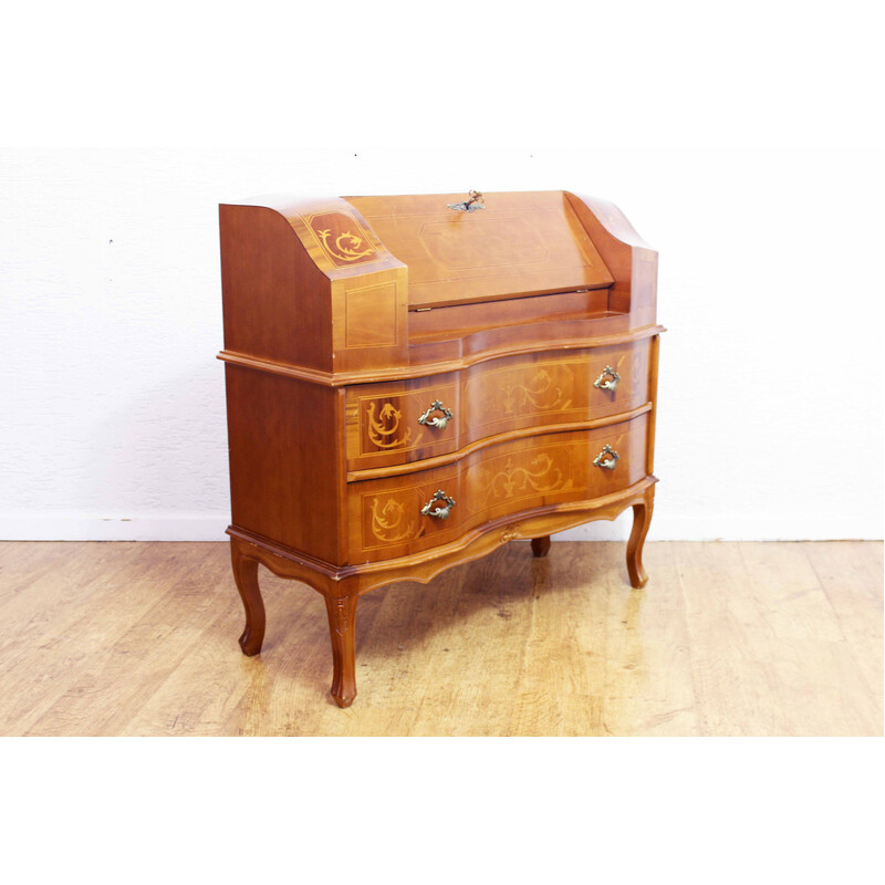 Vintage massief houten en multiplex secretaire, 1960-1970