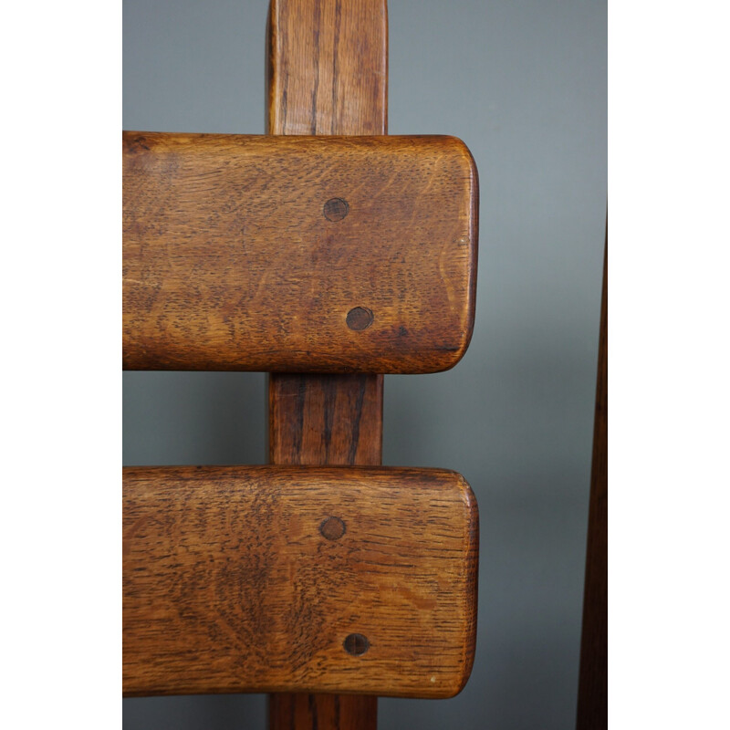 Set of 6 mid century eye-catching oakwood Brutalist chairs