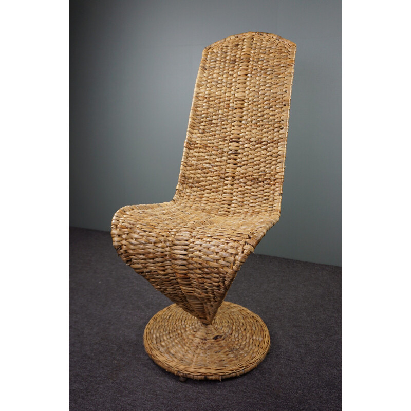 Poltrona S-Chair in foglia di banano di Marzio Cecchi per Studio Most, anni '70.
