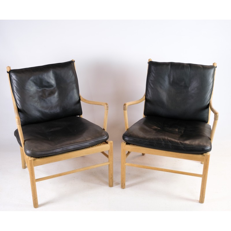 Pair of vintage colonial armchairs model Ow149 by Ole Wanscher for Carl Hansen and Søn