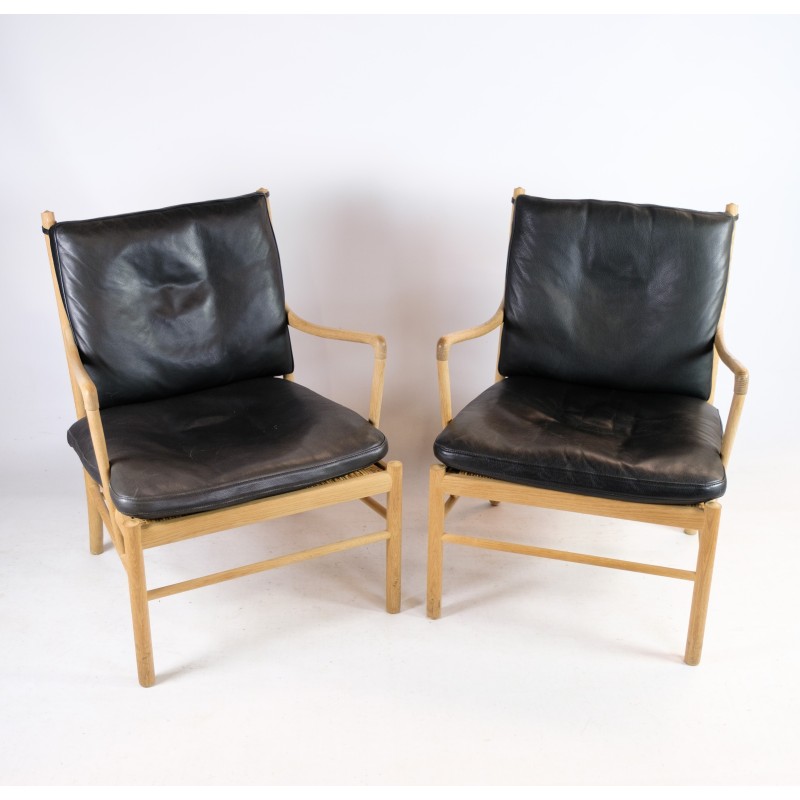 Pair of vintage colonial armchairs model Ow149 by Ole Wanscher for Carl Hansen and Søn