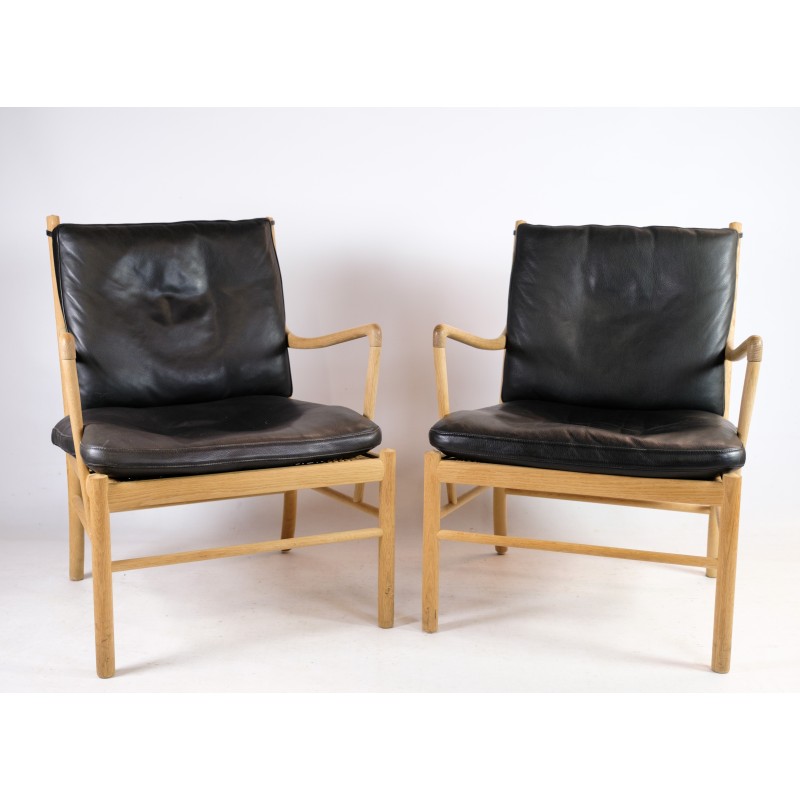 Pair of vintage colonial armchairs model Ow149 by Ole Wanscher for Carl Hansen and Søn