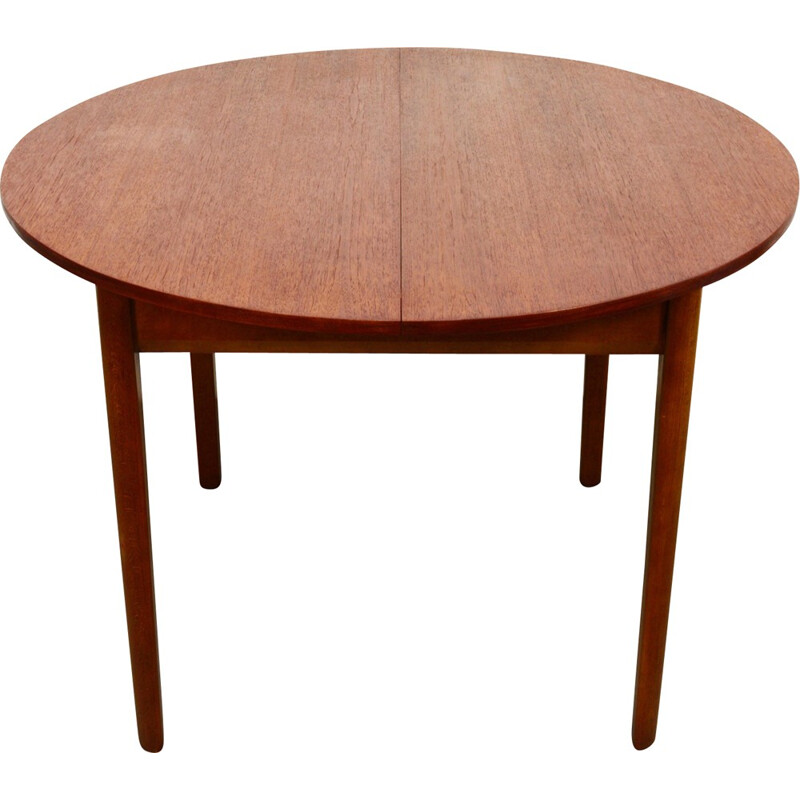 Mid century Circular Compact Teak Extendable Table - 1960s