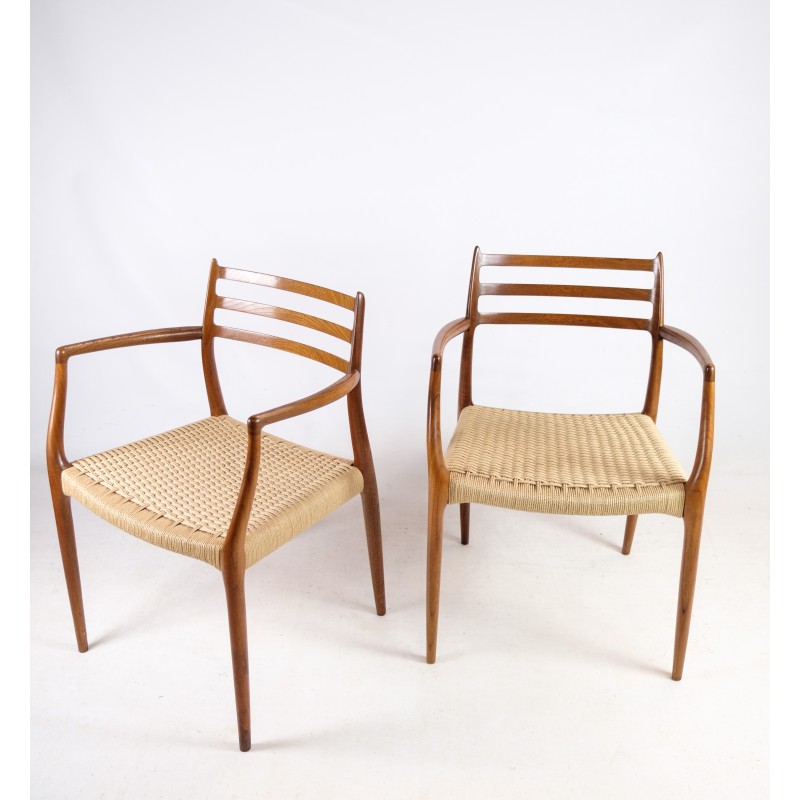 Pair of vintage teak armchairs by N.O. Møller for J. L. Møllers Møbelfabrik, 1962s