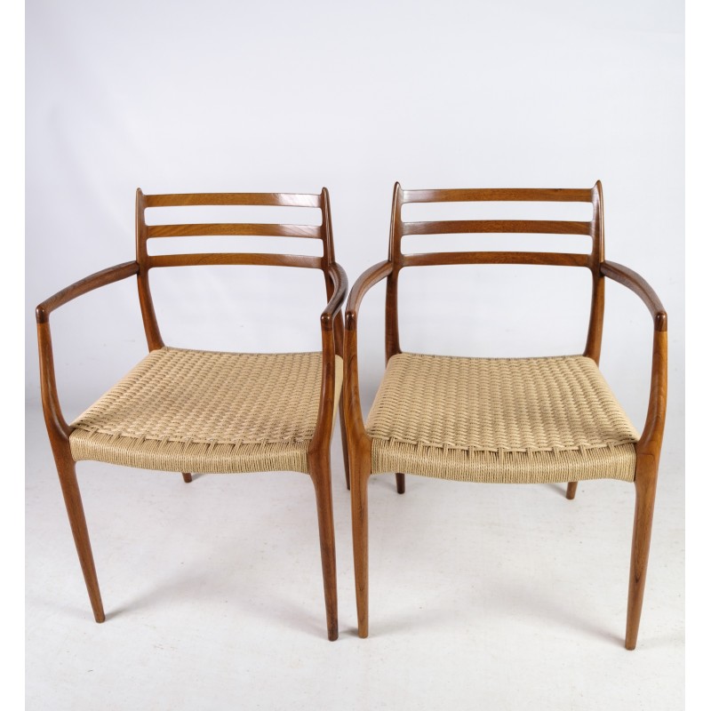 Pair of vintage teak armchairs by N.O. Møller for J. L. Møllers Møbelfabrik, 1962s