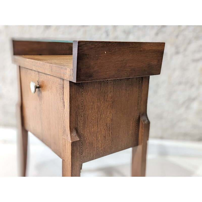 Vintage walnut and glass night stand by André Sornay, 1940s